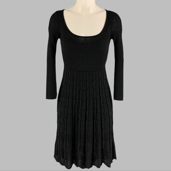 M MISSONI Size 6 Black Knit A-Line Dress - Picture 1 of 5